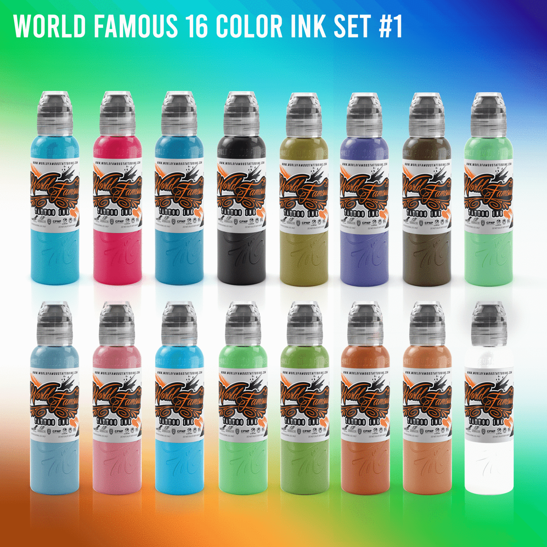 Premium Tattoo Ink Set - 16 Vibrant Colors for Professional & DIY Tattoos | World Famous High-Quality Pigments | Ideal for Tattoo Artists, Beginners & Body Art Enthusiasts