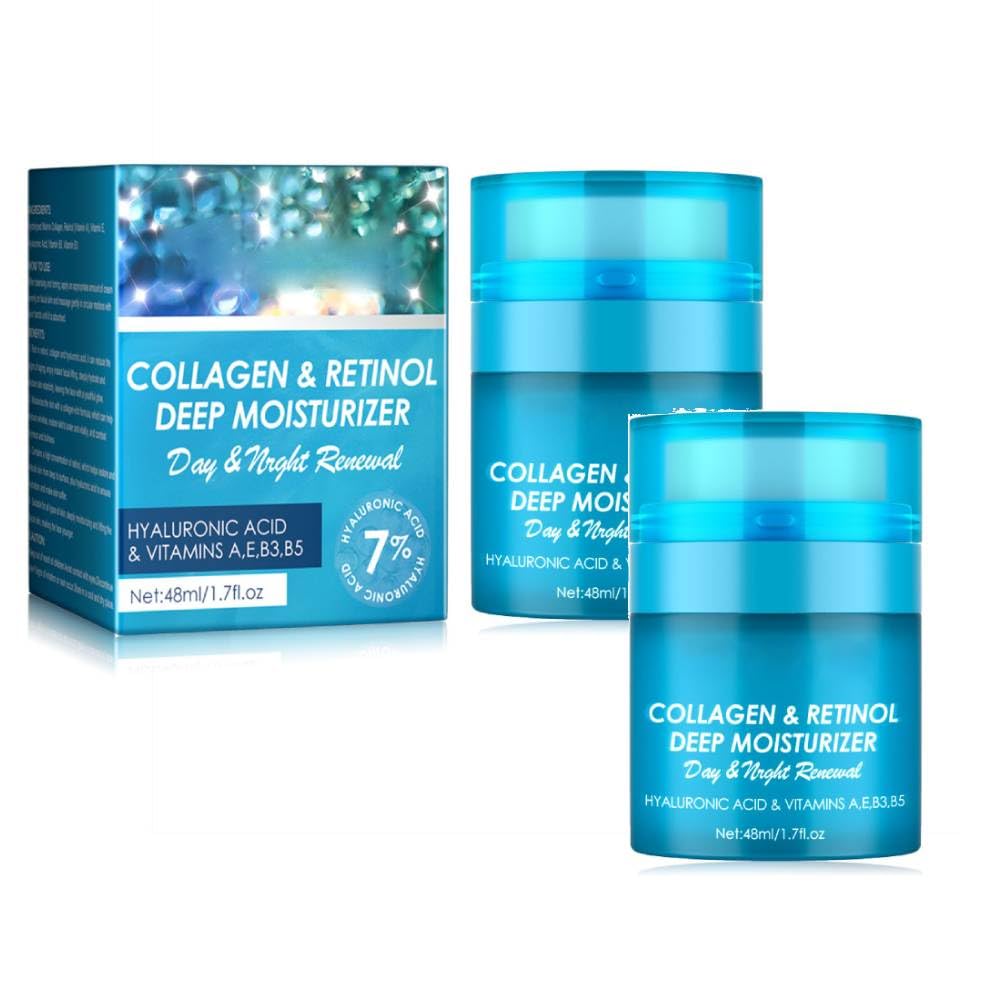 **Collagen & Retinol Deep Moisturizing Face Cream – Anti-Aging Wrinkle Cream for Tightening & Lifting – Skin Nourishing & Hydrating Retinol Cream (2 Pcs) – Perfect for Nighttime Skincare & Daily Anti-Wrinkle Routine**