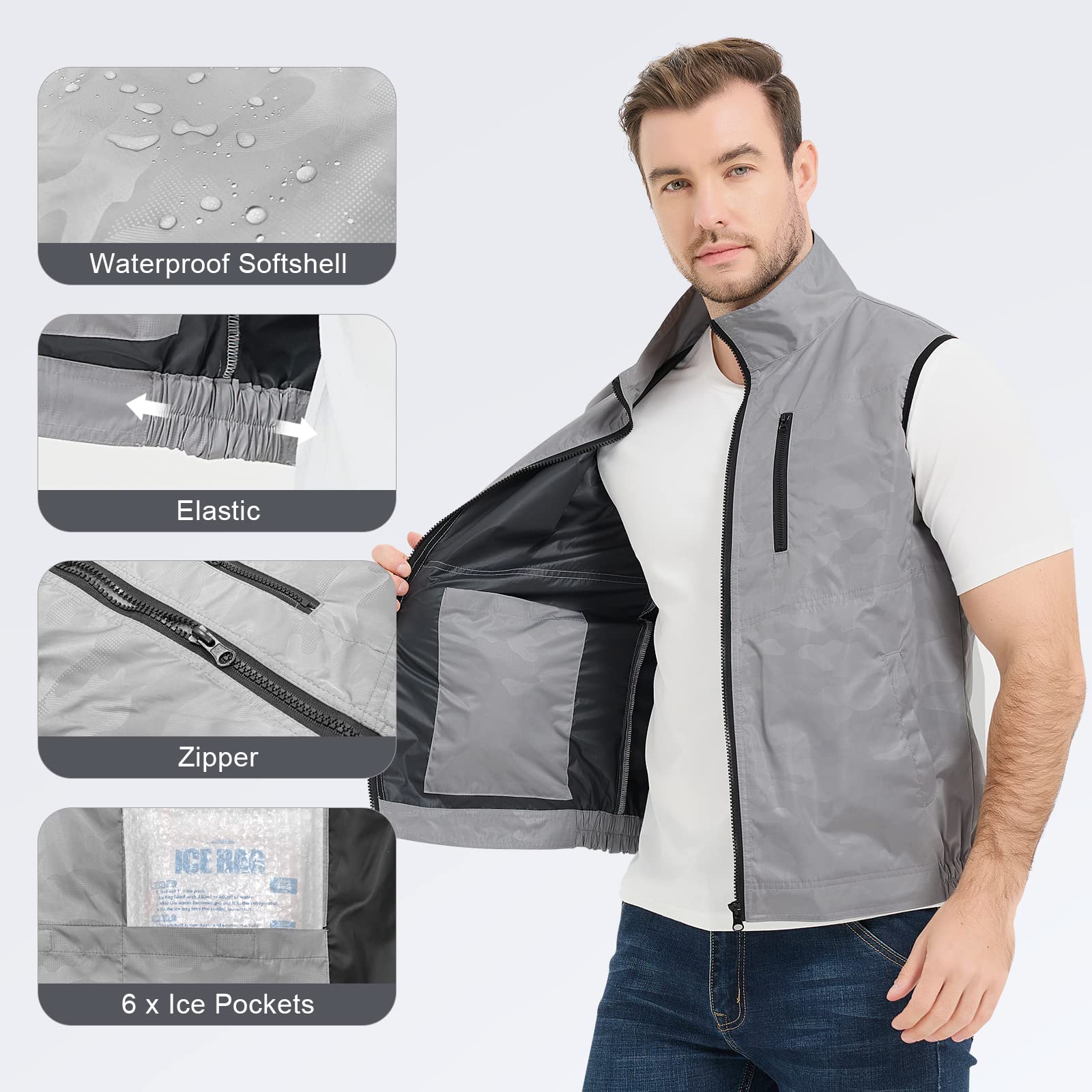 Cooling Vest for Men & Women - Reusable Ice Vest with 24 Ice Packs for Hot Weather - Waterproof & Breathable for Outdoor Work, Sports & Summer Activities