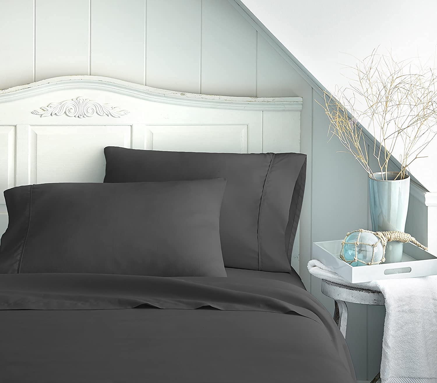 4 Piece Twin Size Bed Sheet Set - 100% Egyptian Cotton 800 Thread Count - 1 Flat Sheet, 1 Fitted Sheet (18