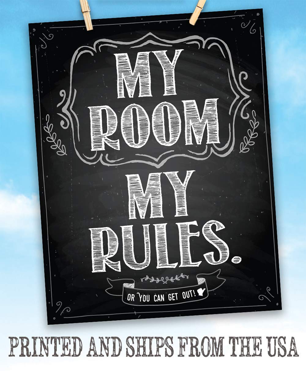 My Room My Rules - 16x20 Unframed Cool Art Print Posters for Teens - Trendy Wall Decor for Teen Bedroom & College Dorm Aesthetic - Perfect for Room Makeover, Birthday Gifts & Home Decor