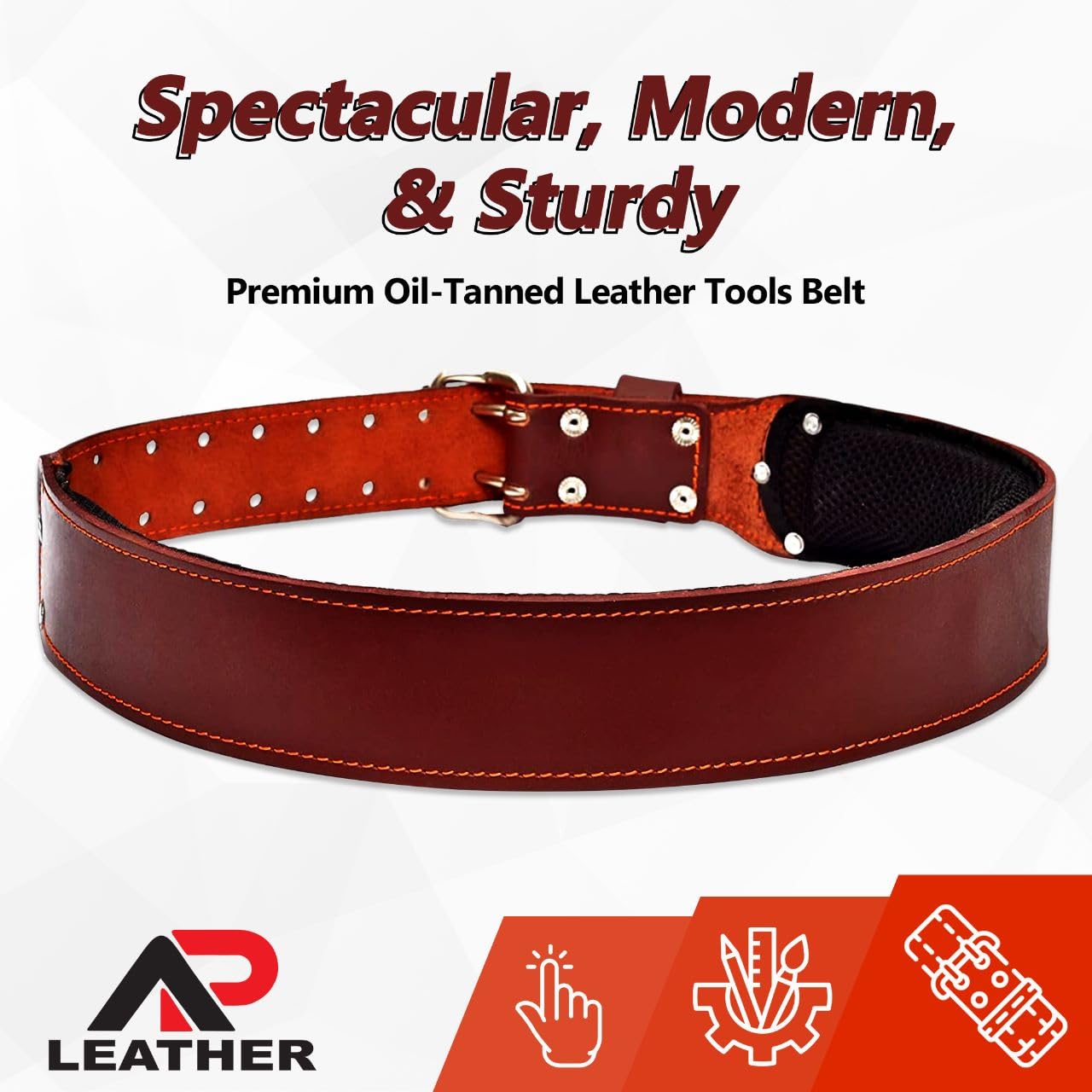 Premium Pro-501 Oil Tanned Leather Tool Belt (4MM Thick) - Adjustable 30