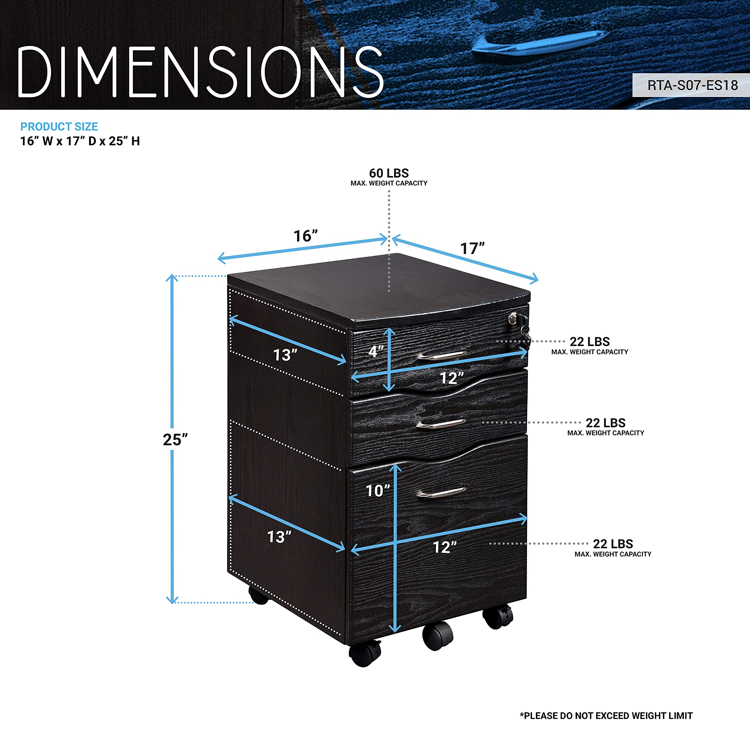 Techni Mobili Rolling Storage and File Cabinet, Espresso Finish - Mobile Office Organizer for Documents, Files, and Supplies - Perfect for Home Office, Classroom, or Workspace