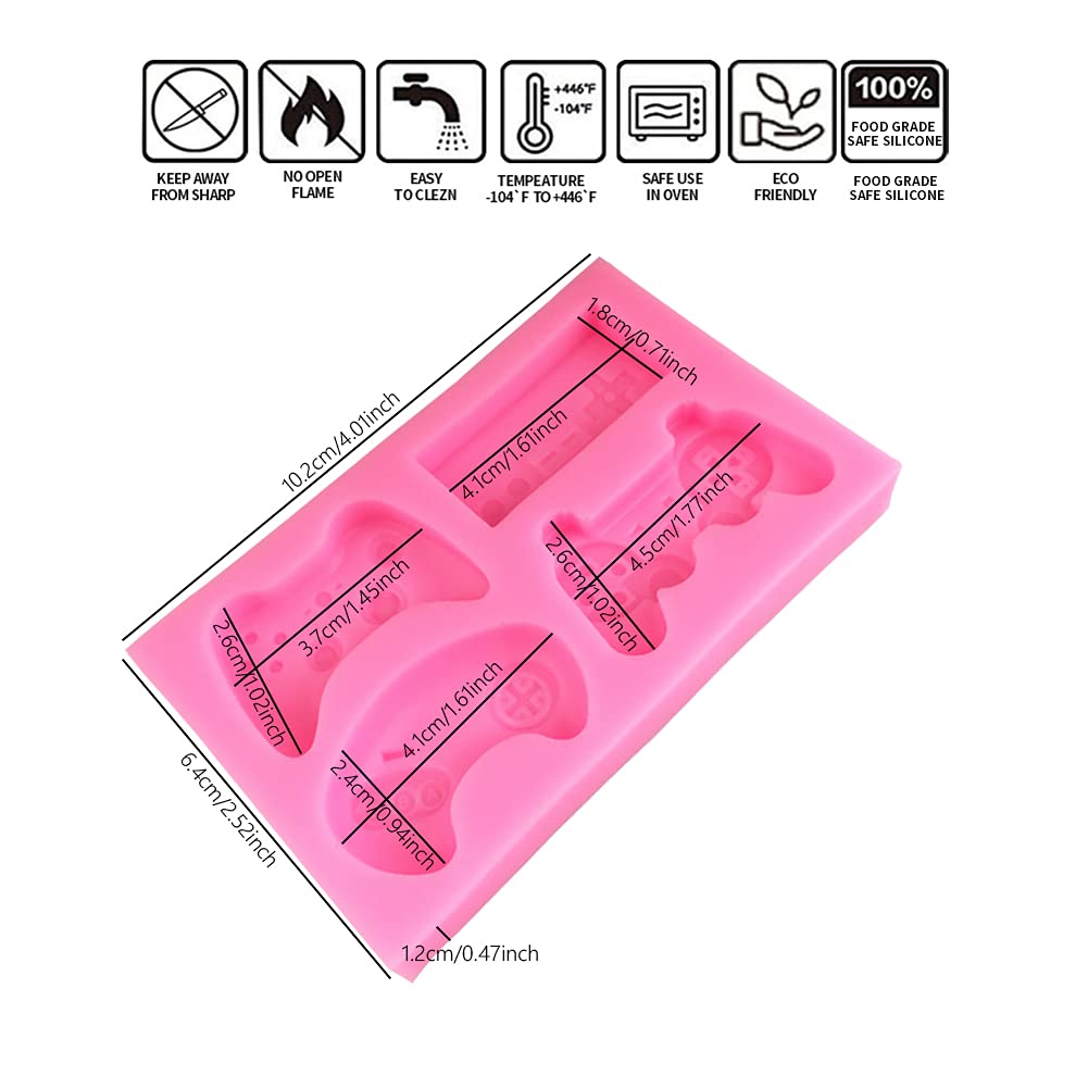 3D Game Controller Fondant Molds - Non-Stick Food Grade Silicone Baking Molds for Cupcakes, Candy, Chocolate & Resin Clay - DIY Cake Decorating Tools (Perfect for Birthday Parties, Gaming Themed Events & Baking Gifts)