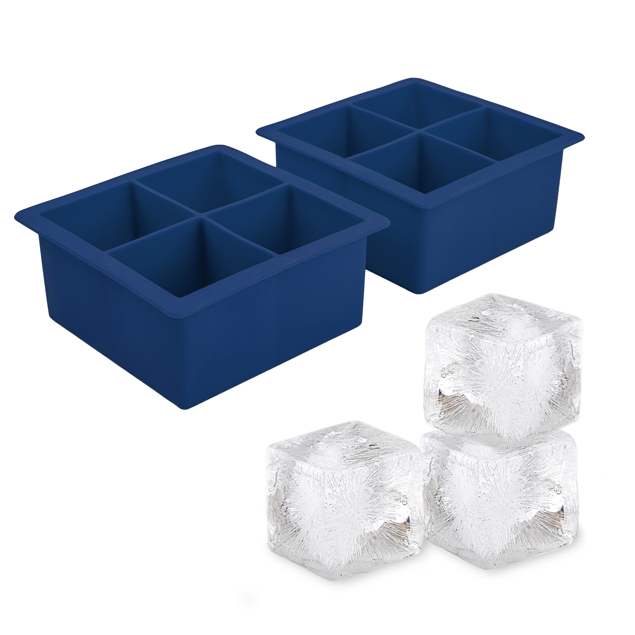 Tovolo Elements XL Ice Cube Tray Set of 2 - Silicone Ice Trays for Whiskey, Bourbon & Cocktails | Extra Large BPA-Free Cubes | Dishwasher Safe | Perfect for Home Bars, Parties & Entertaining | Blueberry