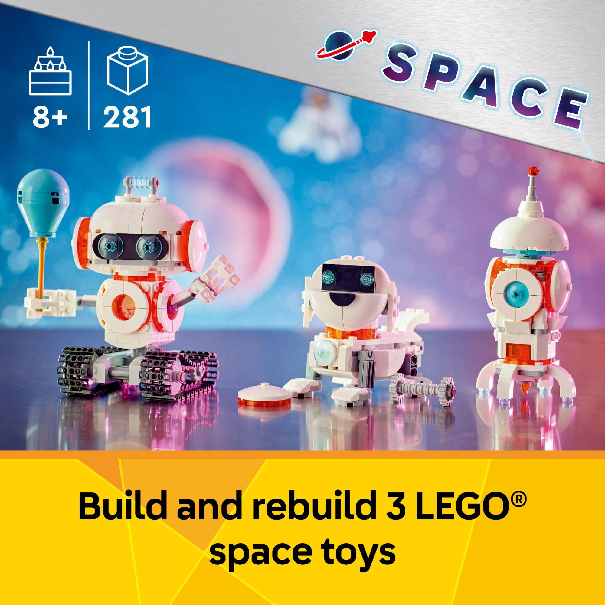 LEGO Creator 3-in-1 Space Robot Building Kit - Transformable Robot, Spaceship & Robot Dog STEM Toy for Kids Ages 8+ | Creative Play, Birthday Gifts & Educational Fun for Boys & Girls | Perfect for Space-Themed Parties & STEM Learning Activities