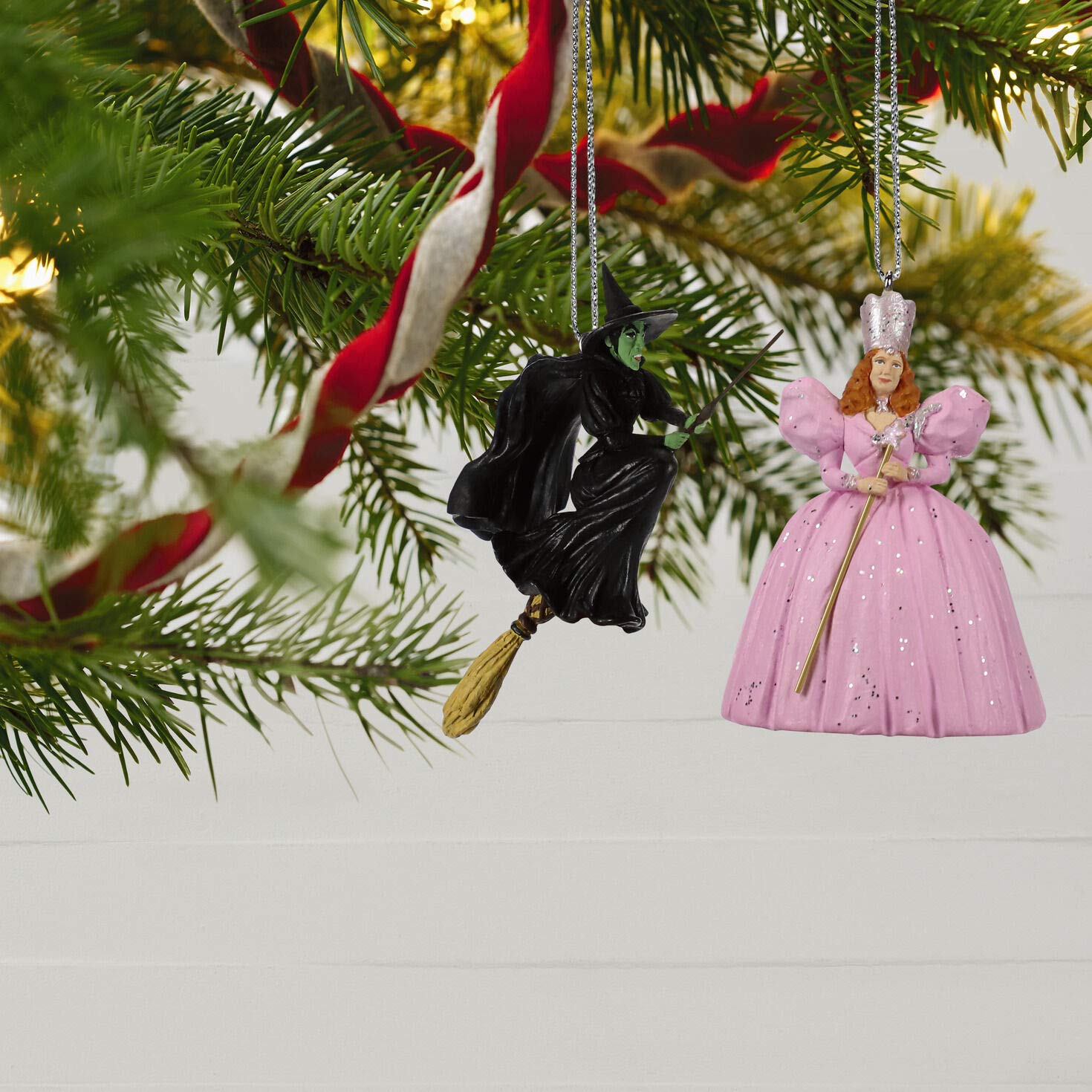 Hallmark Mini The Wizard of Oz Glinda The Good Witch and Wicked Witch of The West Christmas Ornaments Set of 2 - Movie Collectibles for Tree Decor, Gift for Fans, Holiday Home Decor