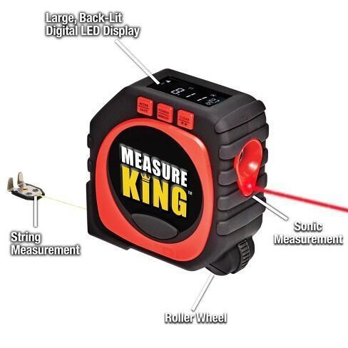 Measure King 3-in-1 Digital Tape Measure with Laser Distance Meter, Auto-Lock & LCD Display - Perfect for Construction, DIY Projects, Home Renovation and Interior Design