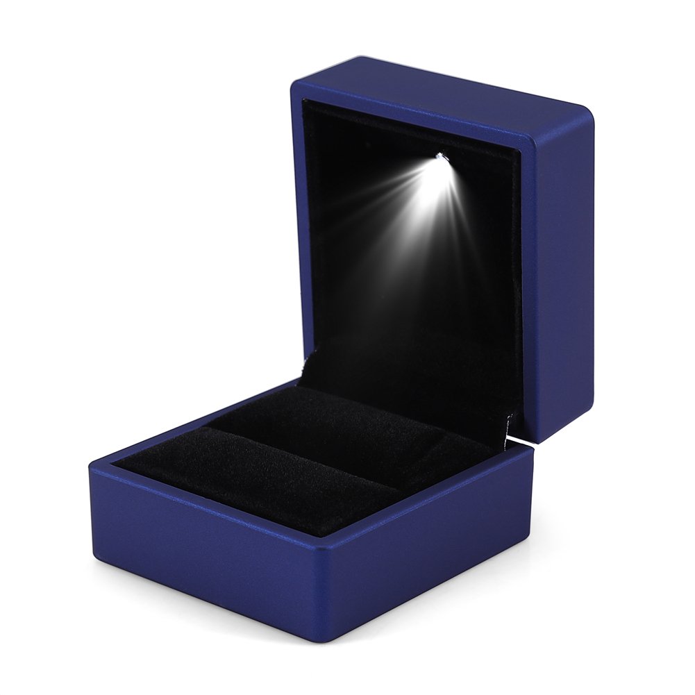 Premium LED Jewelry Gift Box for Engagement Rings, Wedding, Birthday & Anniversary - Elegant Jewelry Case for Rings, Pendants, Earrings, Pins & Brooches (Blue) - Perfect for Proposals, Gift Giving & Jewelry Storage
