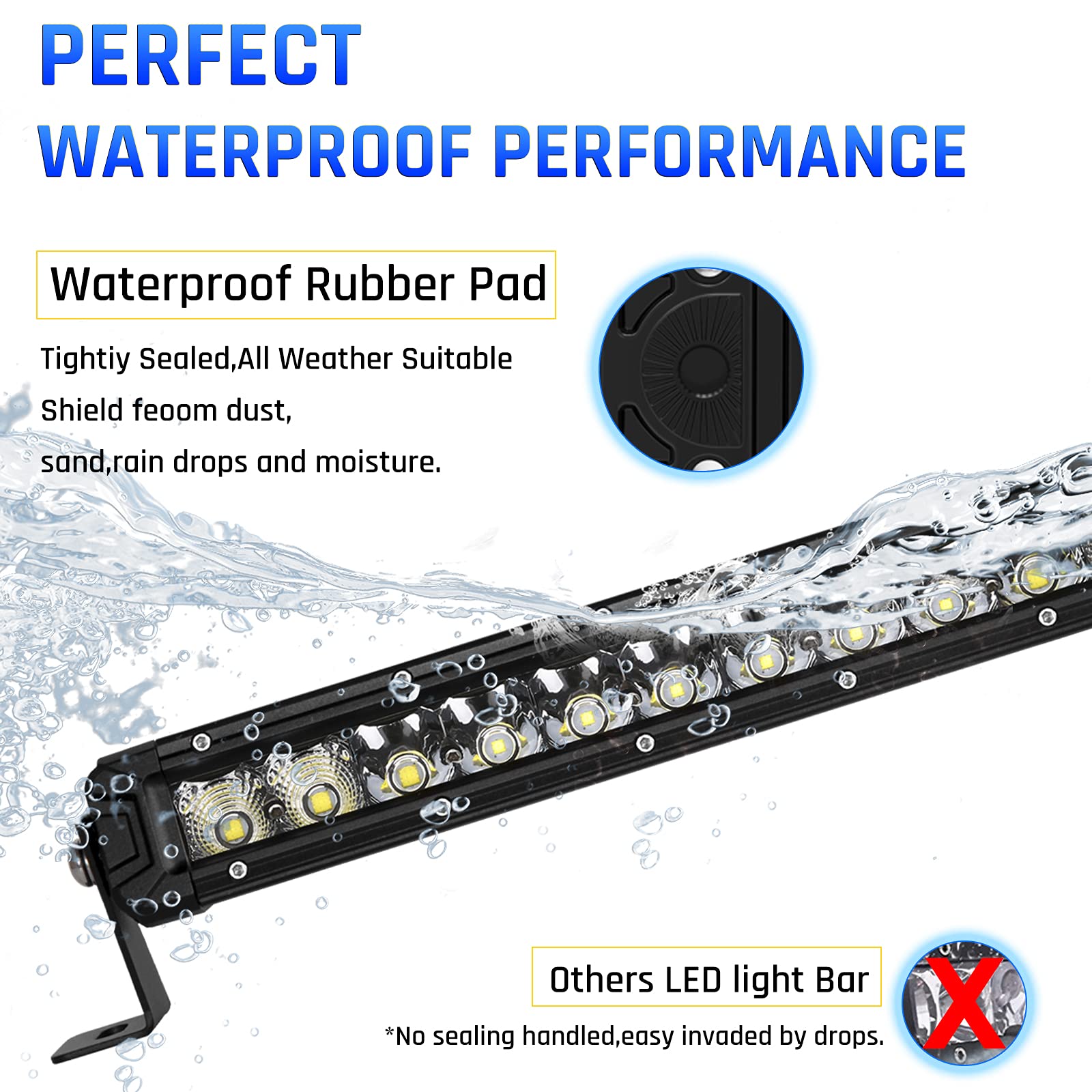 42 Inch LED Light Bar - 40,000LM Single Row Flood Spot Combo Beam for Offroad, Work, Driving - Waterproof Fog Light Strip for Pickup, SUV, ATV, UTV, 4x4, Truck (Roof/Bumper Mount) - Perfect for Night Off-Roading, Work Sites & Marine Use