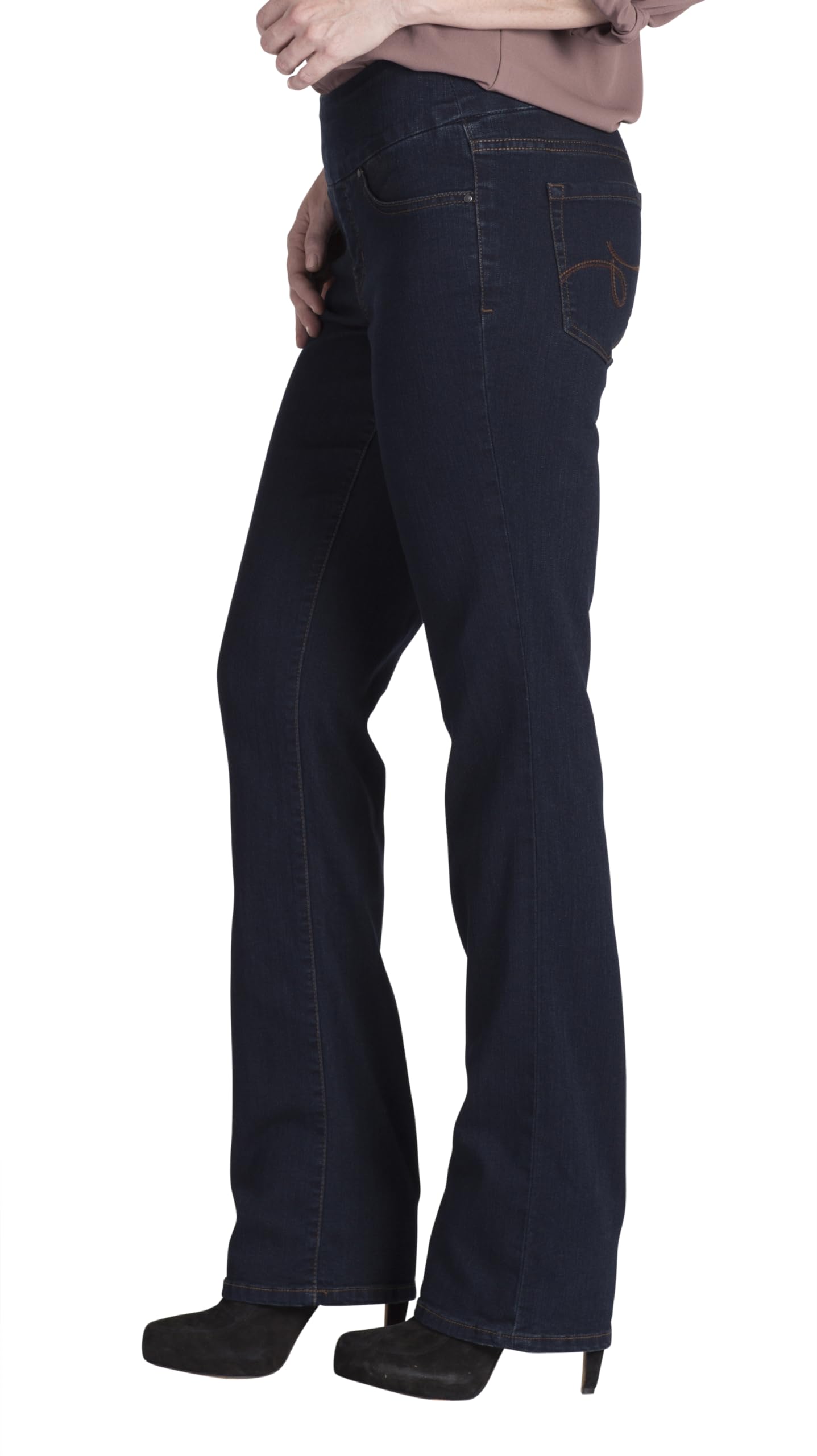 JAG Jeans Women's Petite Paley Mid Rise Bootcut Pull-on Stretch Denim Pants - Comfortable & Flattering for Work, Casual Outings & Date Nights