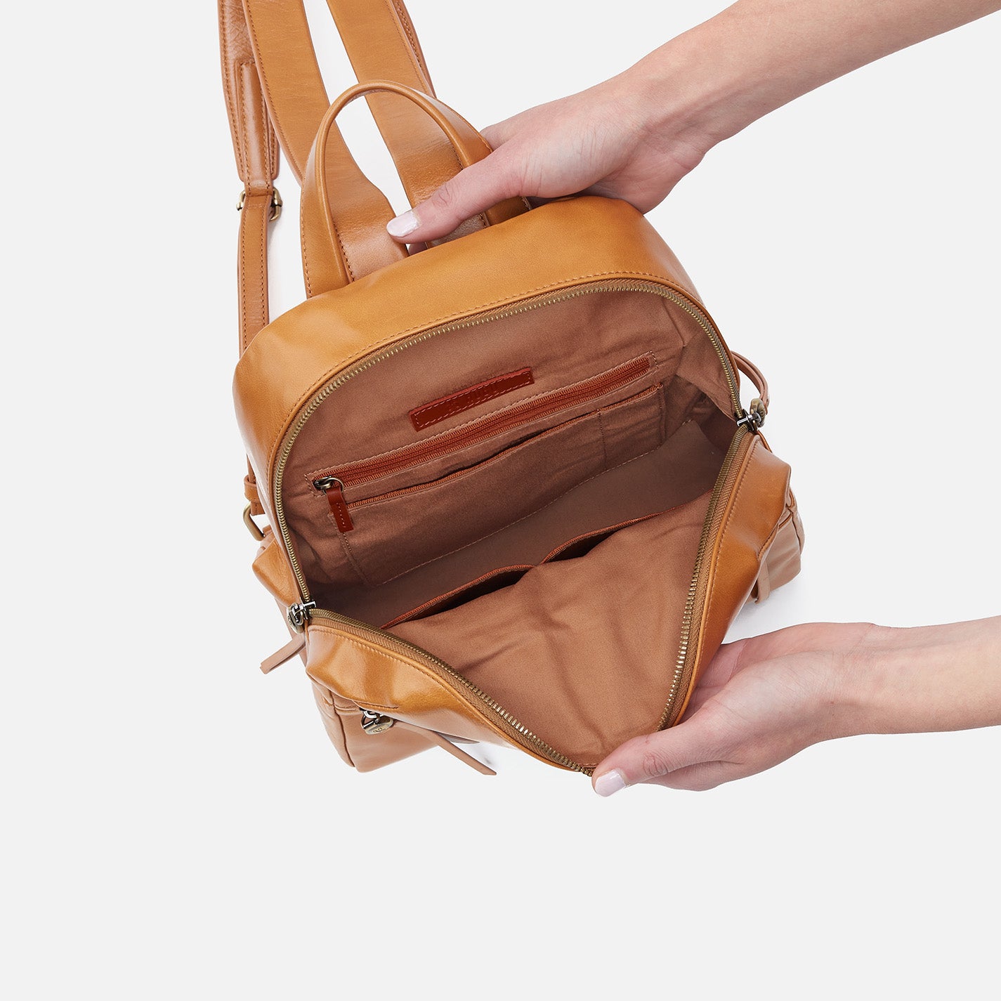 Premium Polished Leather Billie Backpack - Natural Color for Women & Men | Stylish Travel, Work & College Backpack for Everyday Use