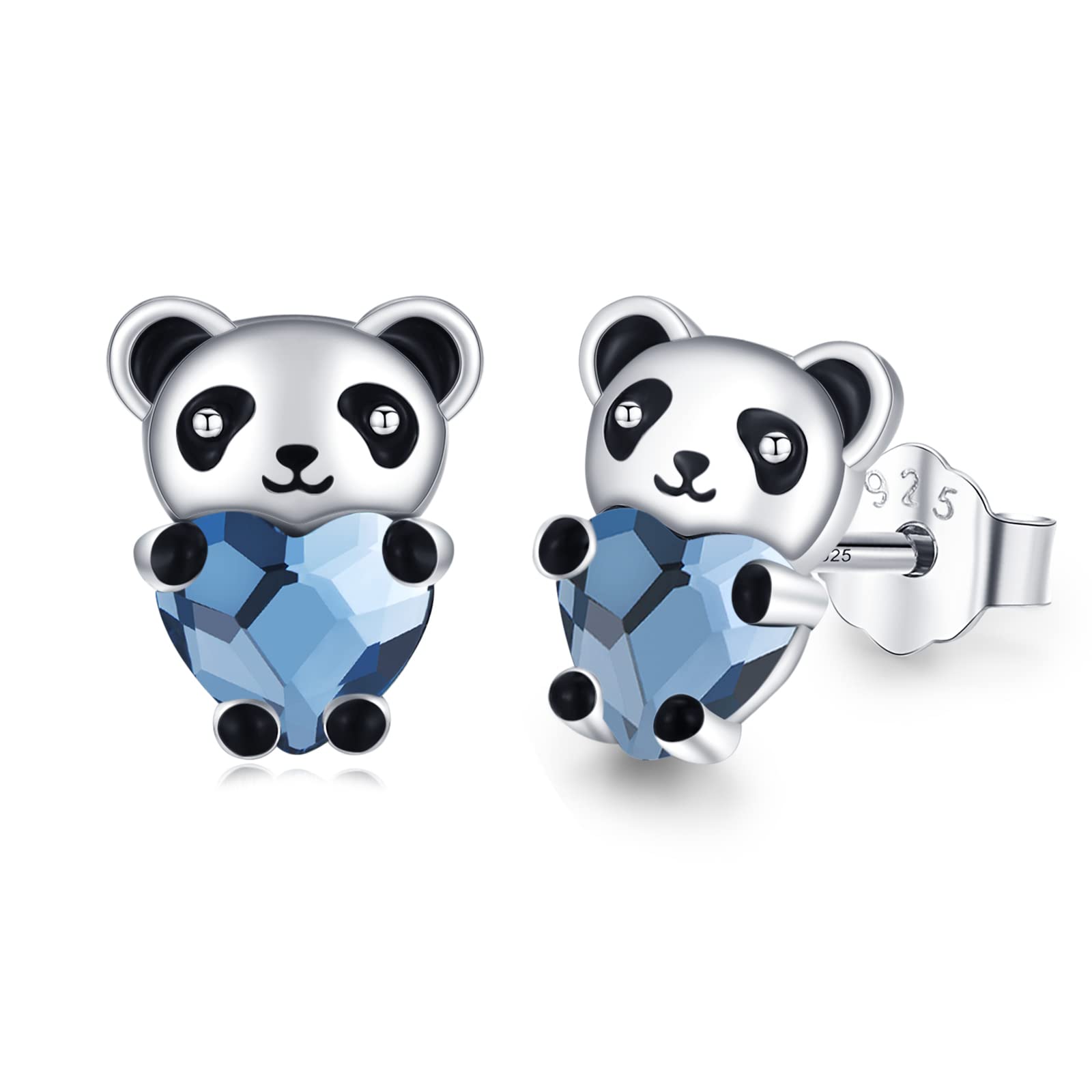 Hypoallergenic Sterling Silver Cute Animal Stud Earrings with Crystals - Sensitive Ear Friendly Jewelry for Women & Girls | Perfect Birthday Gift, Everyday Wear & Special Occasions