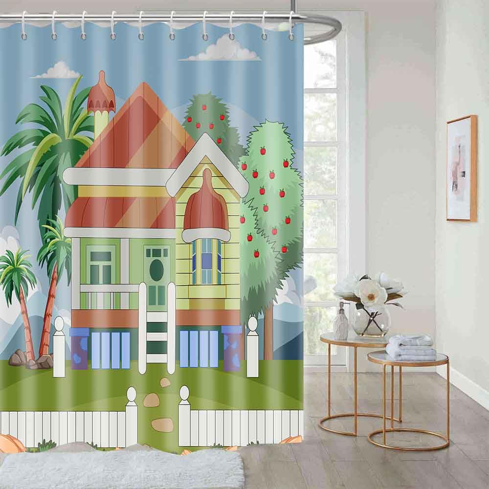 Bluey Cartoon Kids Shower Curtain 60x72 Inches - Cute Blue Themed Bathroom Decor for Boys & Girls - Waterproof Fabric with Rustproof Hooks - Perfect for Bathroom, Bathtub, and Kids' Room Decor
