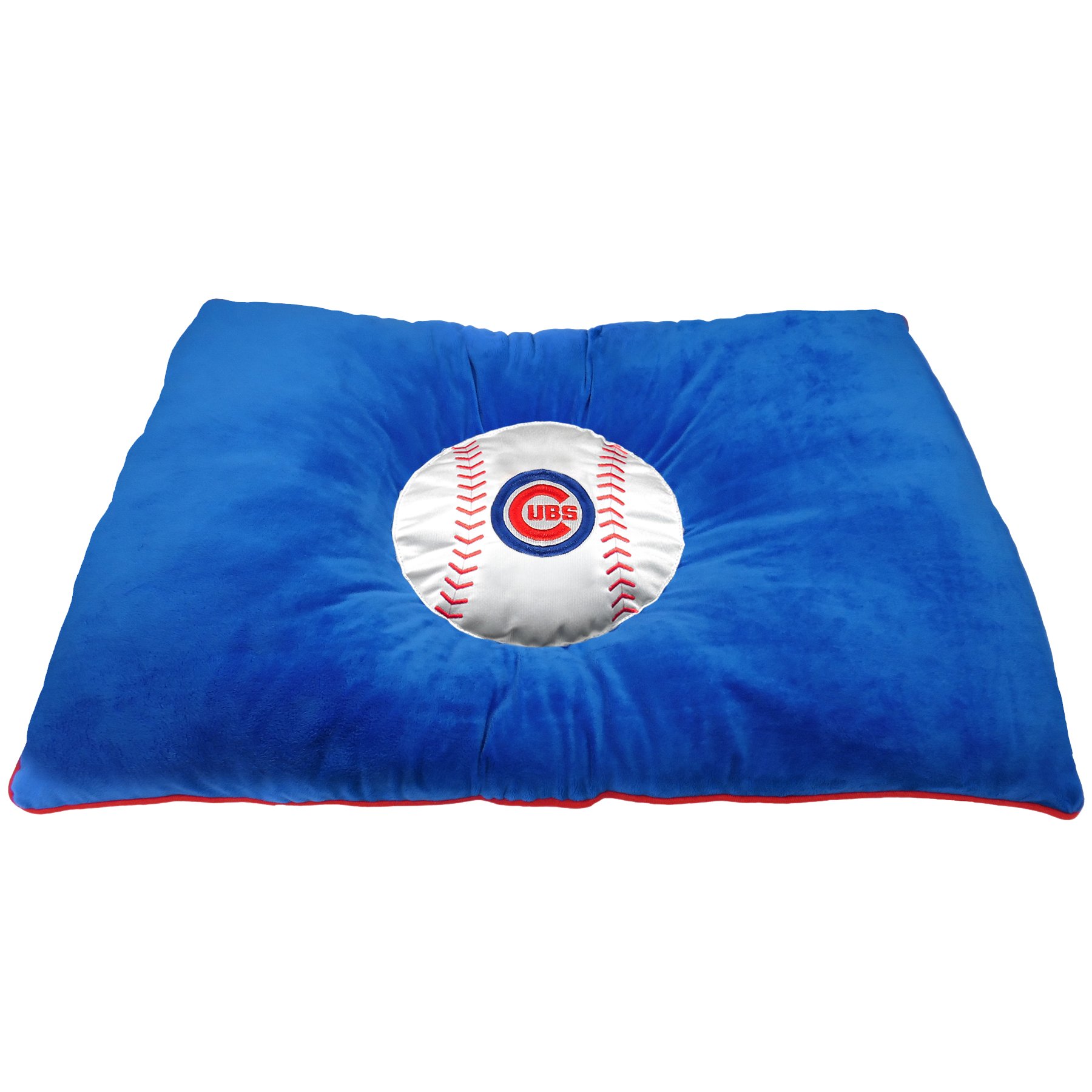 MLB Chicago Cubs Plush Pet Bed - Soft & Cozy Dog & Cat Bed, Baseball-Themed Pillow Mattress for Warm Cuddling | Perfect for Pets' Nap Time, Game Day Lounging & Home Decor