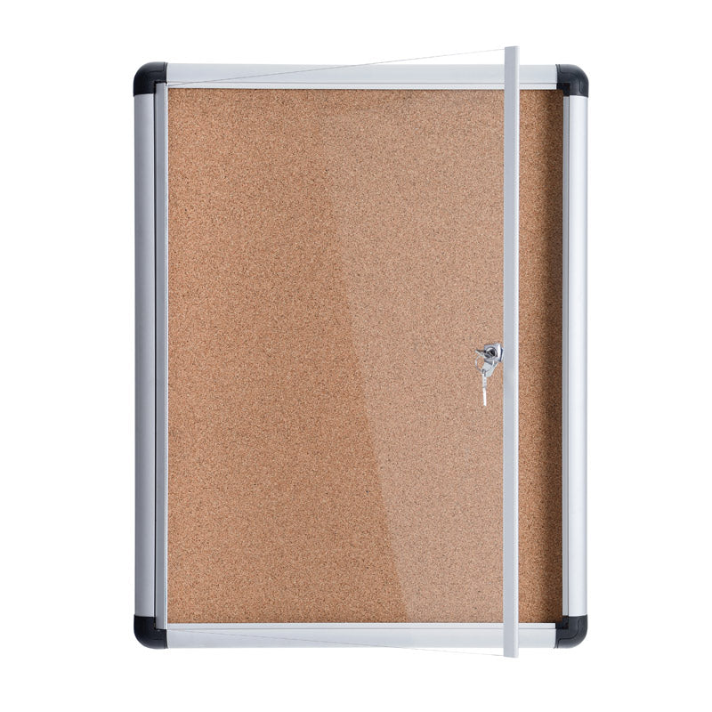 SlimLine Enclosed Bulletin Board Cabinet with 1 Door - Aluminum Frame 28