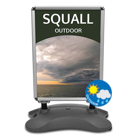 Squall Outdoor Sidewalk Sign with Weighted Water Base - 23x33 Inch Quick Change Snap Frame, Double Sided A-Frame Sign for Storefronts, Restaurants & Events - Weatherproof Advertising Display for Sidewalk Promotions & Business Marketing