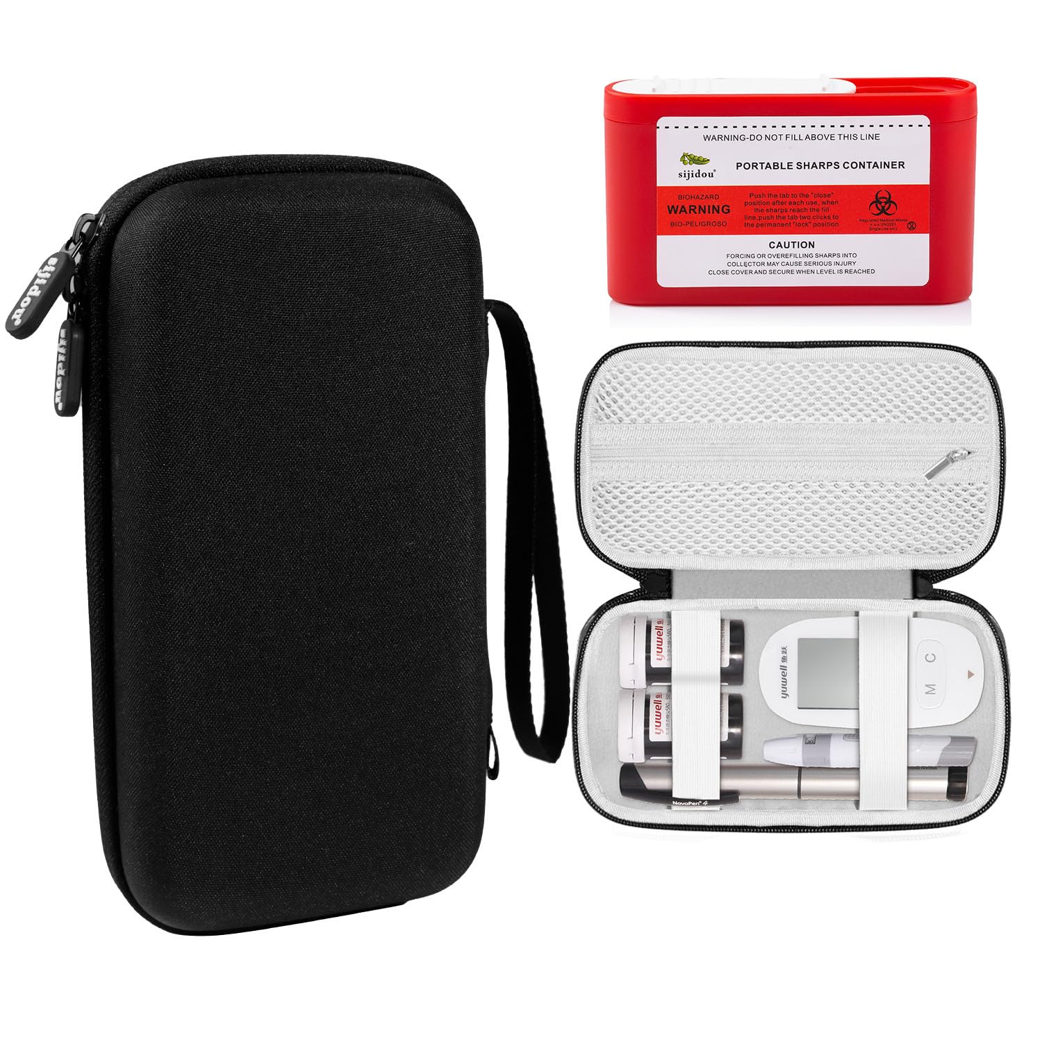 Hard Shell Diabetic Supplies Organizer Case - Portable Medical Storage for Glucose Monitor Kit, Blood Sugar Test Strips, Lancets & Lancing Device - Compact Travel-Friendly Design with Durable Protection (Black) - Perfect for Daily Use, Doctor Visits & Emergency Diabetes Care