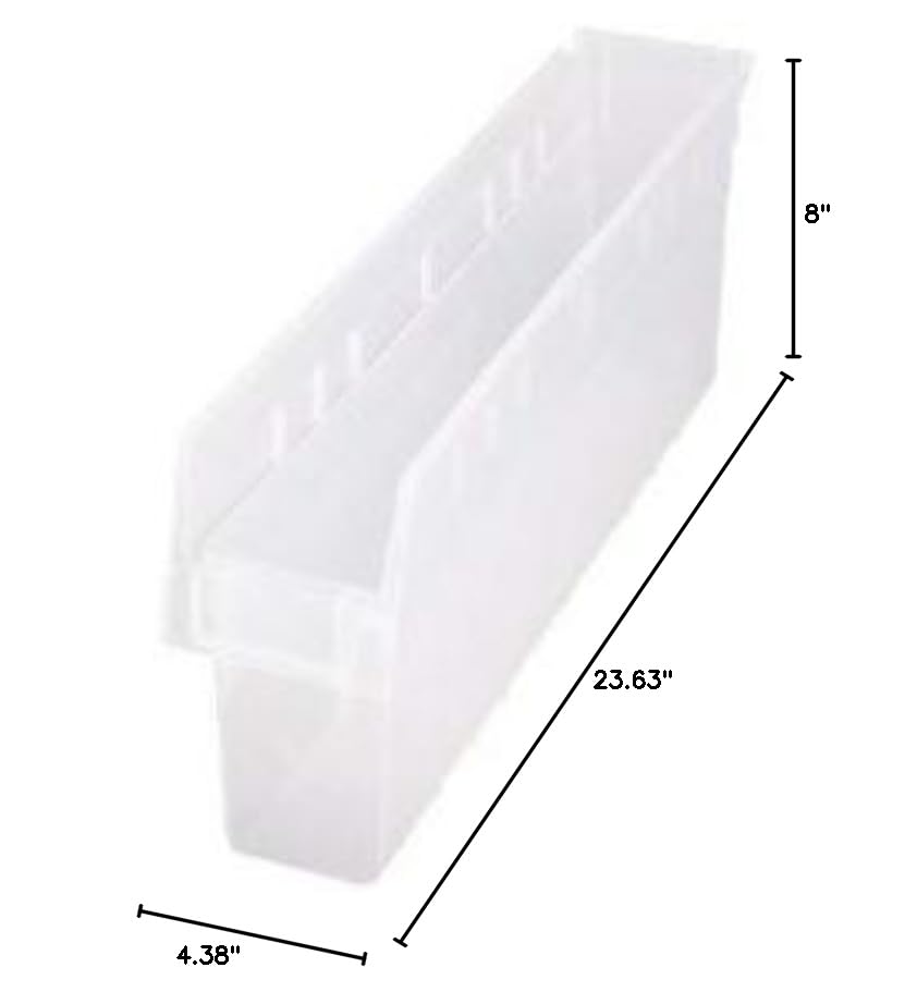 Clear Plastic Storage Bins with Lids - 23.63 x 4.38 x 8 Inches - Stackable Organizer Boxes for Home, Office, Closet & Pantry Organization - Perfect for Storing Toys, Clothes, Books & More