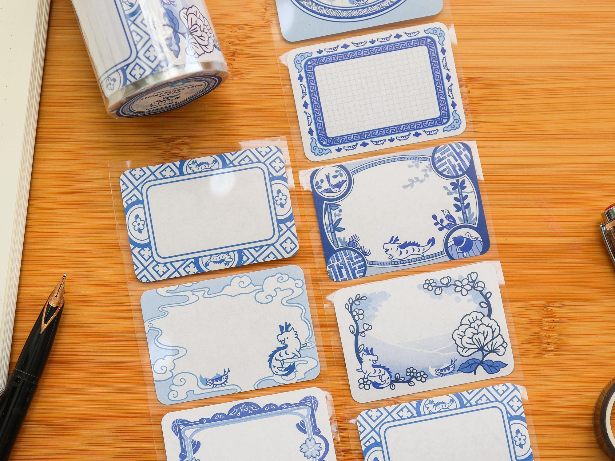Chinese Porcelain Sticky Notes Tape - Self-Adhesive Memo Pads for Office, School & Home Organization - Perfect for Reminders, Notes & Decor