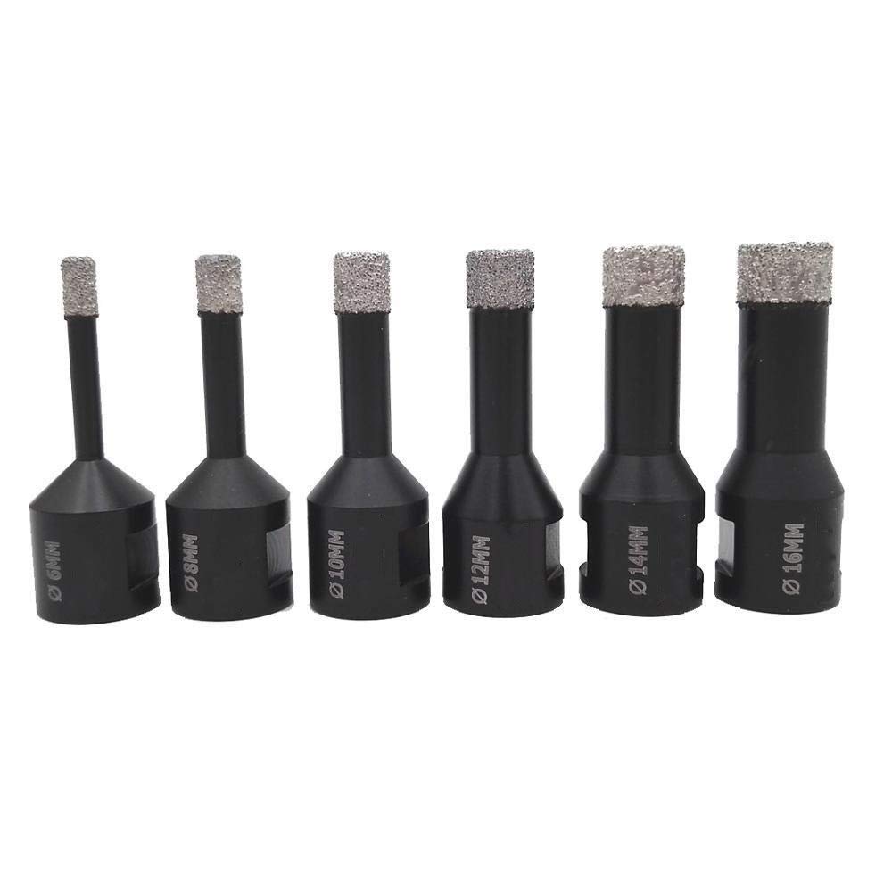 HIGHEMN 2pcs Dry Vacuum Brazed Diamond Drill Bits Set - M14 Thread Core Hole Saw for Tile, Porcelain, Ceramic (6-16mm, 8mm & 10mm) - Professional Quality for DIY & Construction Projects