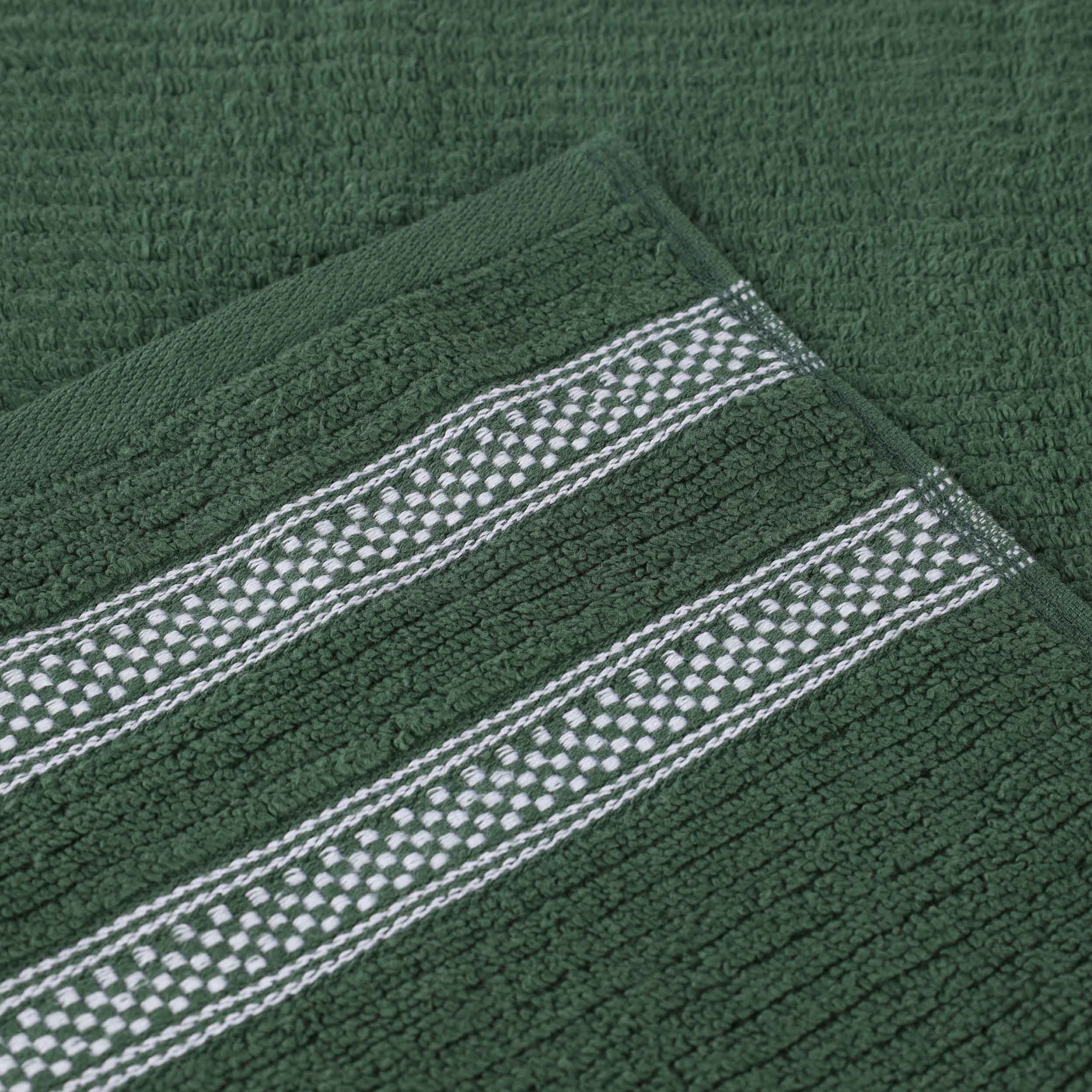 Premium Zero Twist Cotton Ribbed Geometric Border Plush 3-Piece Bath Towel Set - Ultra Soft & Absorbent for Spa, Bathroom & Luxury Home Use