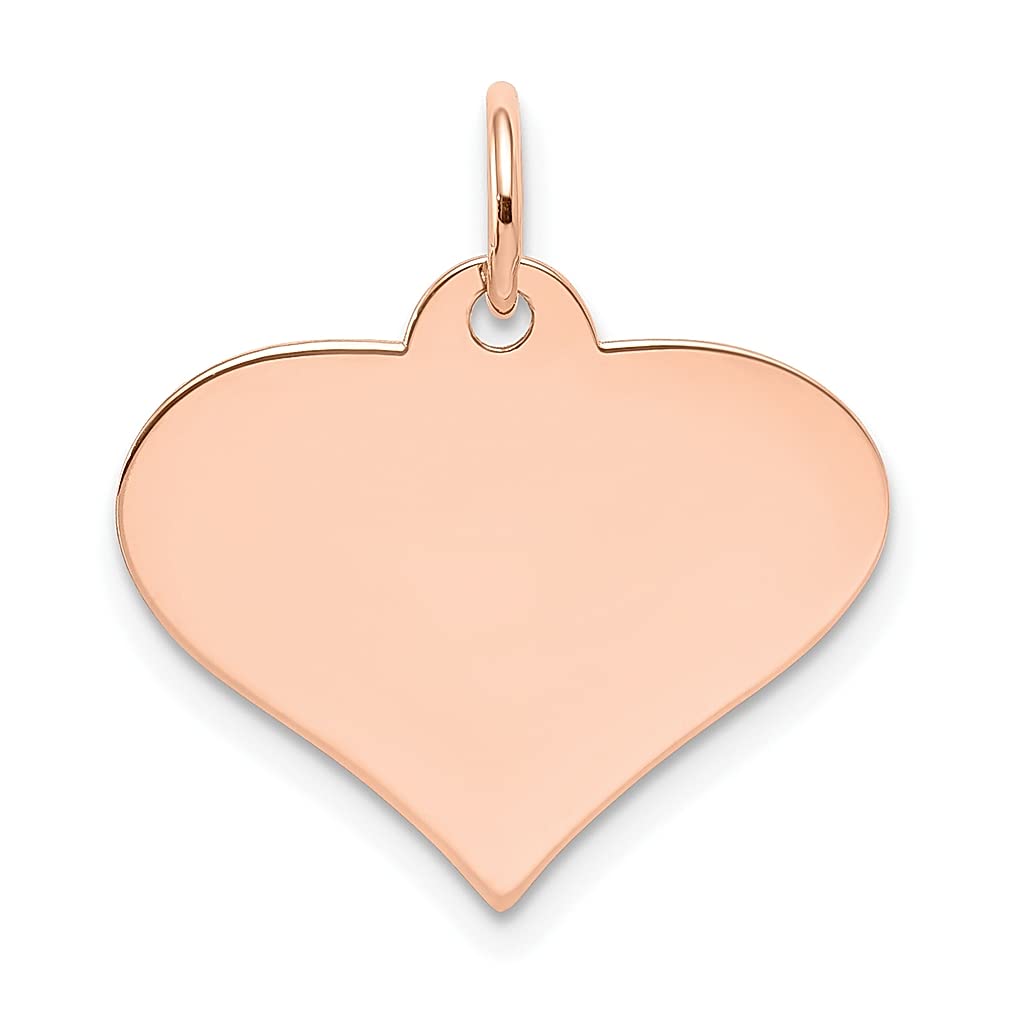 14K Rose Gold Engravable Heart Disc Charm Necklace for Women - Personalized Love Pendant Jewelry Gift for Her - Perfect for Anniversaries, Valentine's Day & Special Occasions