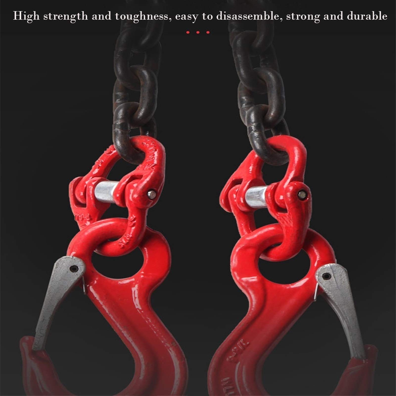 Heavy Duty 2 Leg Lifting Chain Sling with Grab Hooks - 3 Ton (6613 Lbs) Capacity for Machinery & Construction - Perfect for Industrial Equipment, Building Materials & Warehouse Lifting Operations