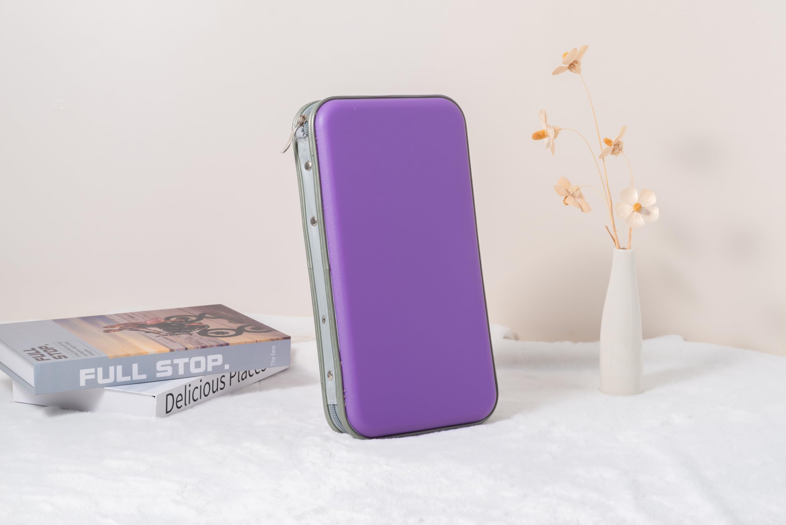72-Capacity Hard Plastic CD/DVD Wallet Binder - Portable Storage Case for Music, Movies & Data (Purple) - Perfect for Travel, Home Organization & Media Collections