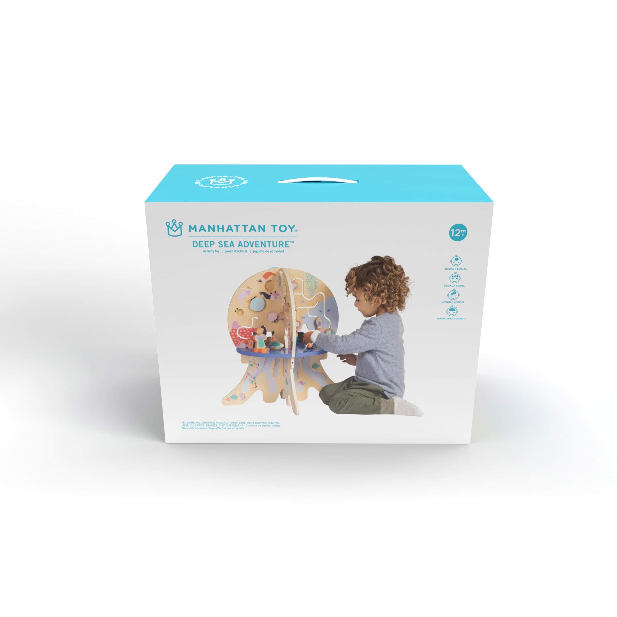 Manhattan Toy Deep Sea Adventure Wooden Toddler Activity Center - Clacking Clams, Spinning Gears, Gliders & Bead Runs - Educational Montessori Toy for 1-3 Year Olds - Perfect for Early Learning & Sensory Play at Home or Daycare