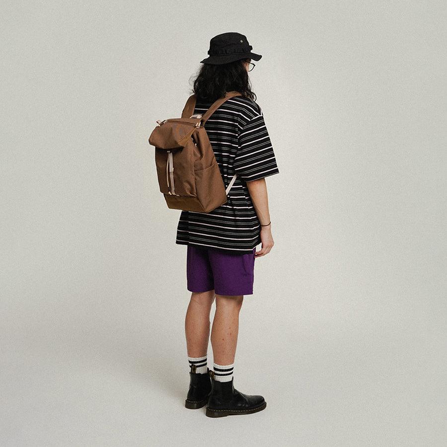 HELLOLULU Saro Utility Flap Backpack - Durable Travel & School Backpack for Women & Men - Stylish Mtan Khaki Color - Perfect for Hiking, Commuting & College Campus Use