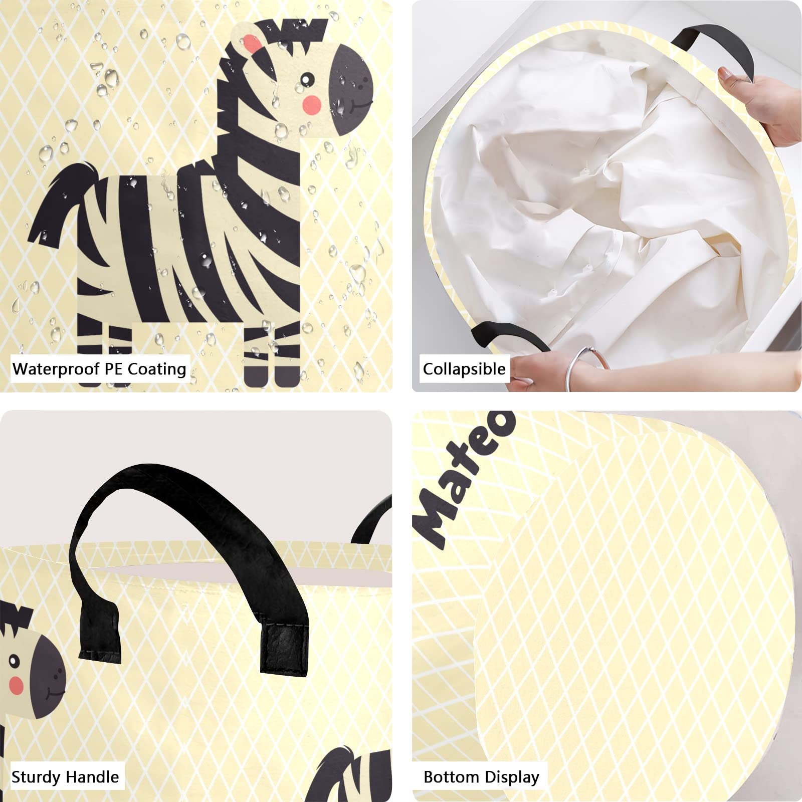 Collapsible Zebra Laundry Basket for Kids Room & Nursery Decor
