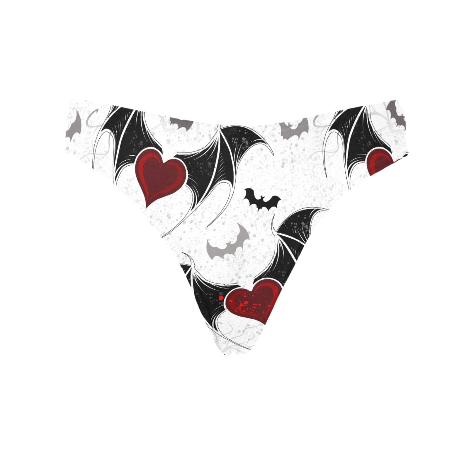 Bats and Hearts Classic Thong - Sexy Lingerie for Women, Gothic Underwear with Bat & Heart Design - Perfect for Valentine's Day, Halloween, and Romantic Nights