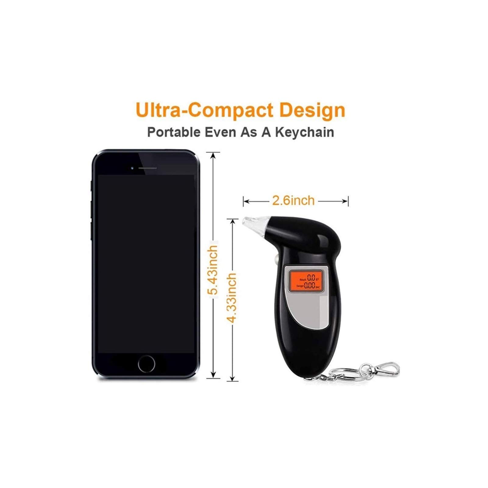 **Professional Portable Breathalyzer with Semi-Conductor Sensor & Large LCD Display - Accurate Alcohol Tester for Personal & Workplace Safety - Ideal for Drivers, Parties, and Health Monitoring**