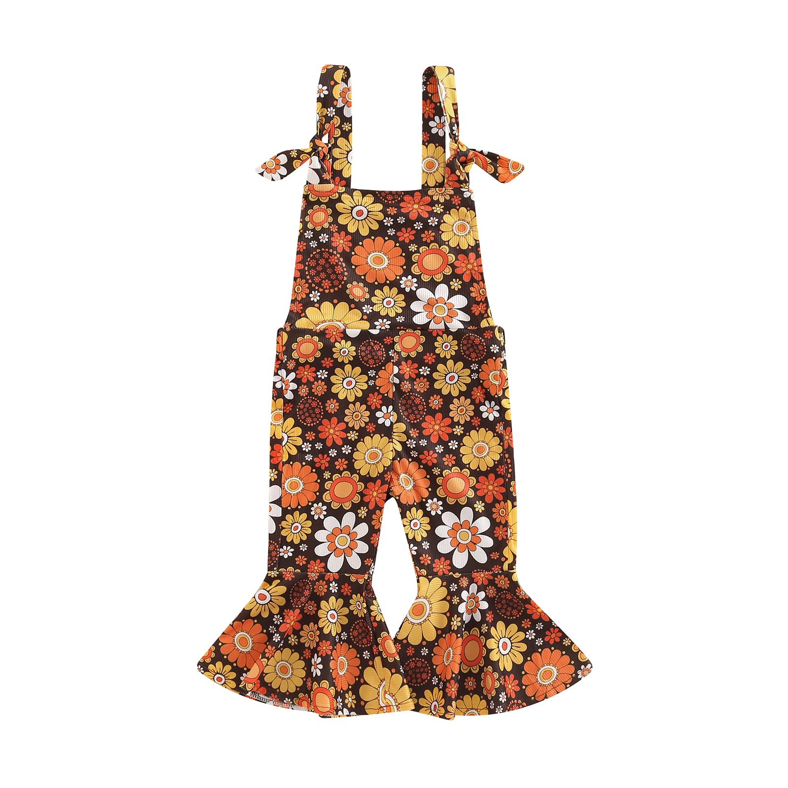 Baby Girl Summer Outfit - Floral Print Suspenders Jumpsuit with Bell Bottom Flare Pants | Cute Overalls for Toddlers | Perfect for Playdates, Beach Trips & Family Photos
