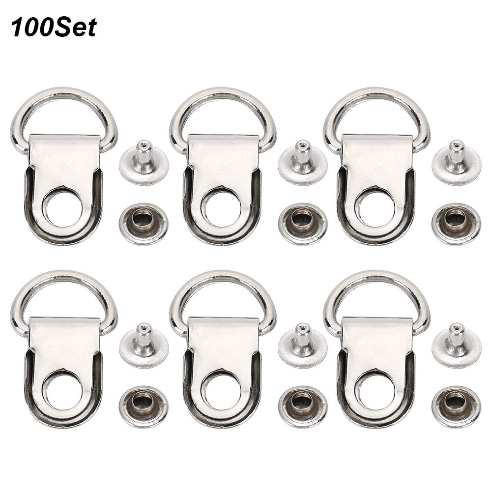 100 Sets Brass Shoe Boot Lace Hooks with Rivets - D-Ring Eyelet Buckles for Boots & Shoes - Perfect for Outdoor Hiking, Work Boots, and Fashion Footwear Accessories
