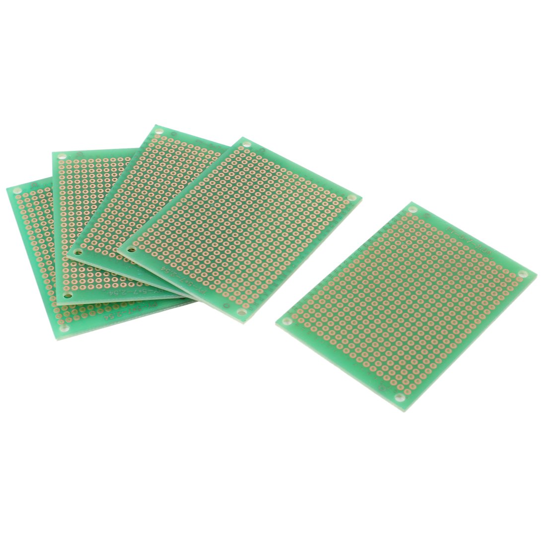 Aexit 70mm x 50mm Single Sided Copper Prototype PCB Circuit Board (Model: A3582IXII-9987BF) Green - 5 Pack for DIY Electronics Projects, Arduino Prototyping, and Educational STEM Kits