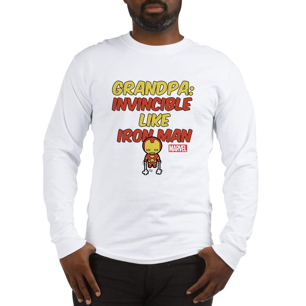 Invincible Iron Man Grandpa Graphic Long Sleeve T-Shirt - Marvel Superhero Apparel for Men, Cool Gift for Dad & Grandfather - Perfect for Family Gatherings & Comic Conventions