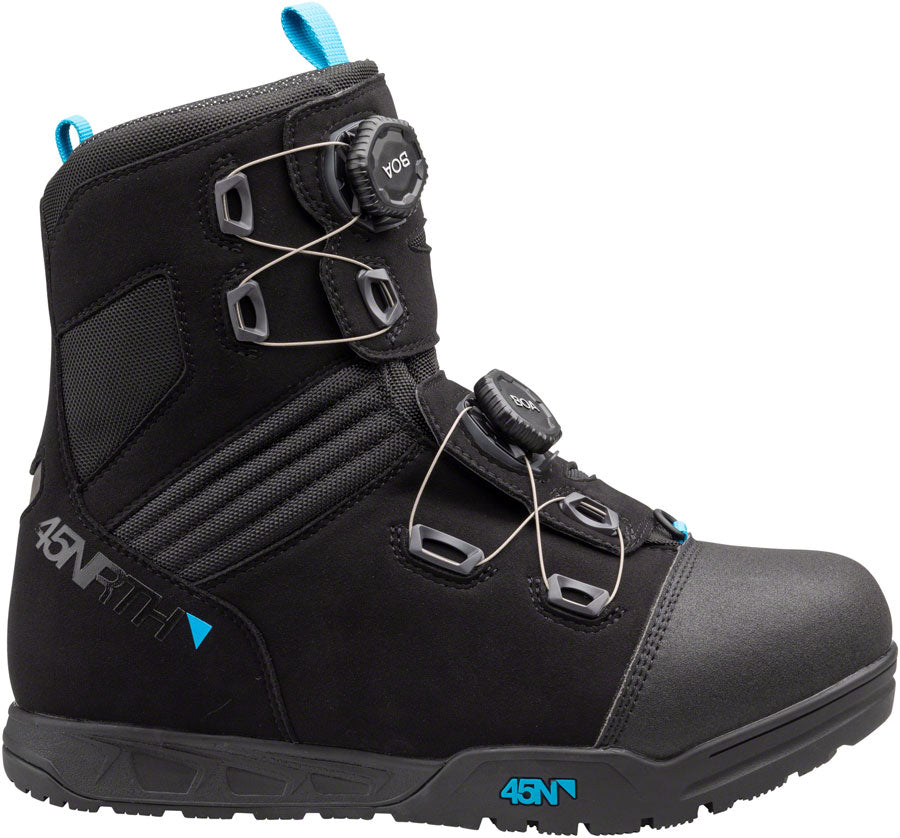 45NRTH Wolfgar Winter Cycling Boots - Waterproof, Insulated for Cold Weather - Black/Blue, Size 37 - Perfect for Commuting & Mountain Biking in Snow