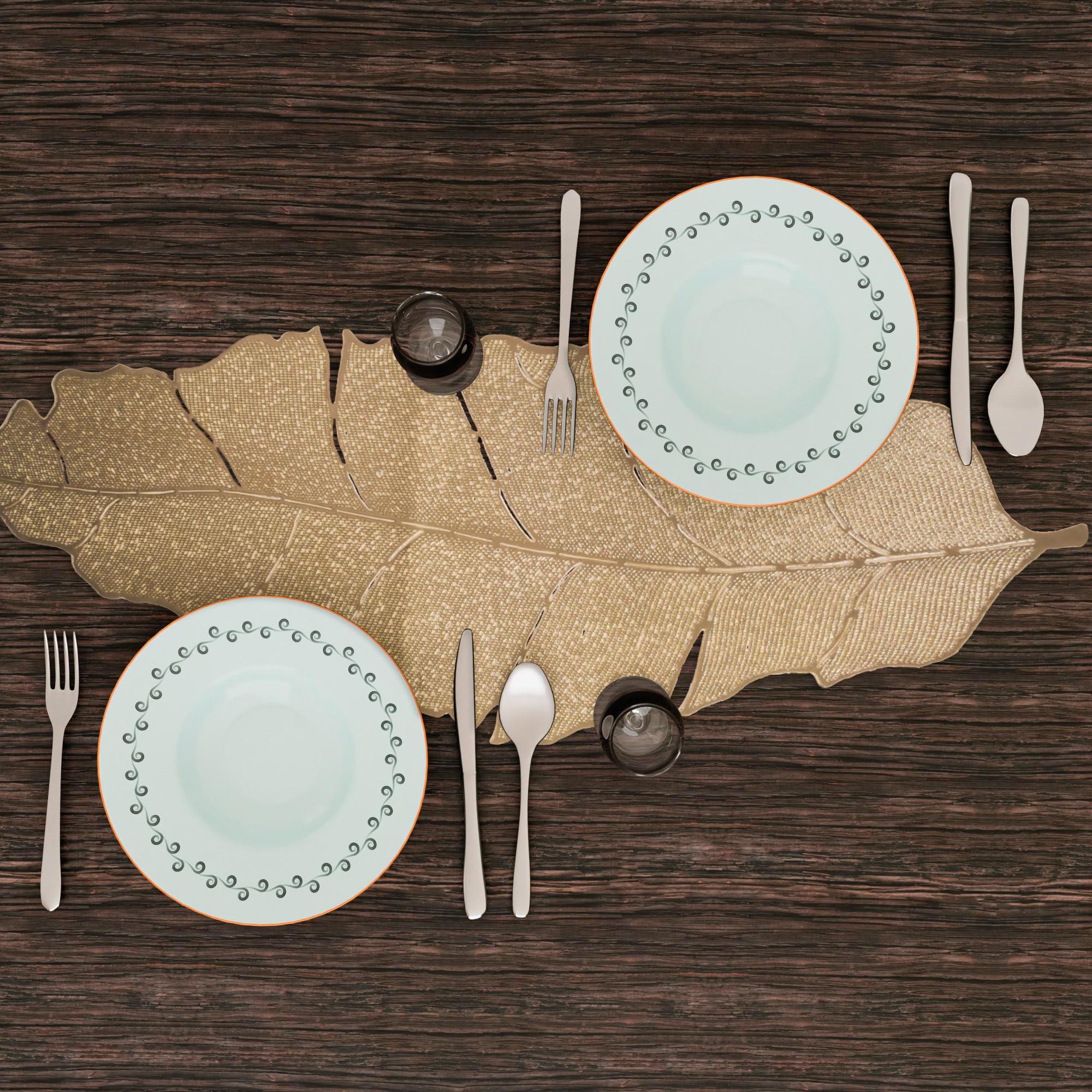 Premium Leather Table Runner by Kuber Industries - Elegant Dining, Coffee & Kitchen Table Decor for Parties, Weddings & Family Dinners - Golden Patta Design | Perfect for Holiday Entertaining & Formal Dining Settings