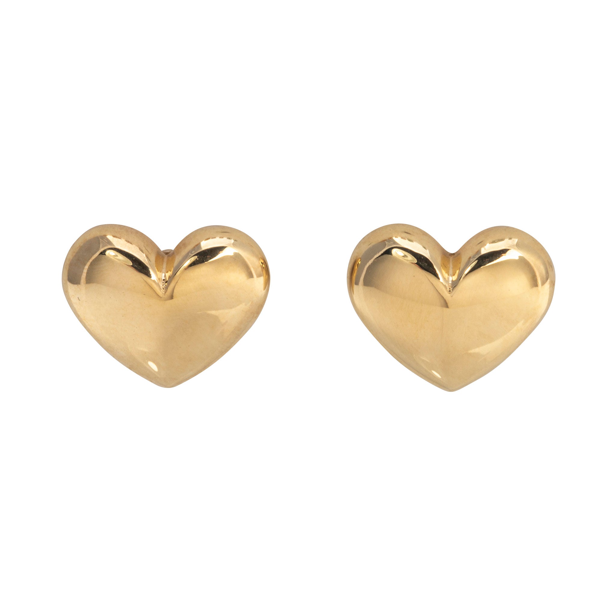 14K Yellow Gold Puffed Heart Stud Earrings for Women - Dainty Valentine's Day Gift, Anniversary Jewelry - Perfect for Date Night & Special Occasions