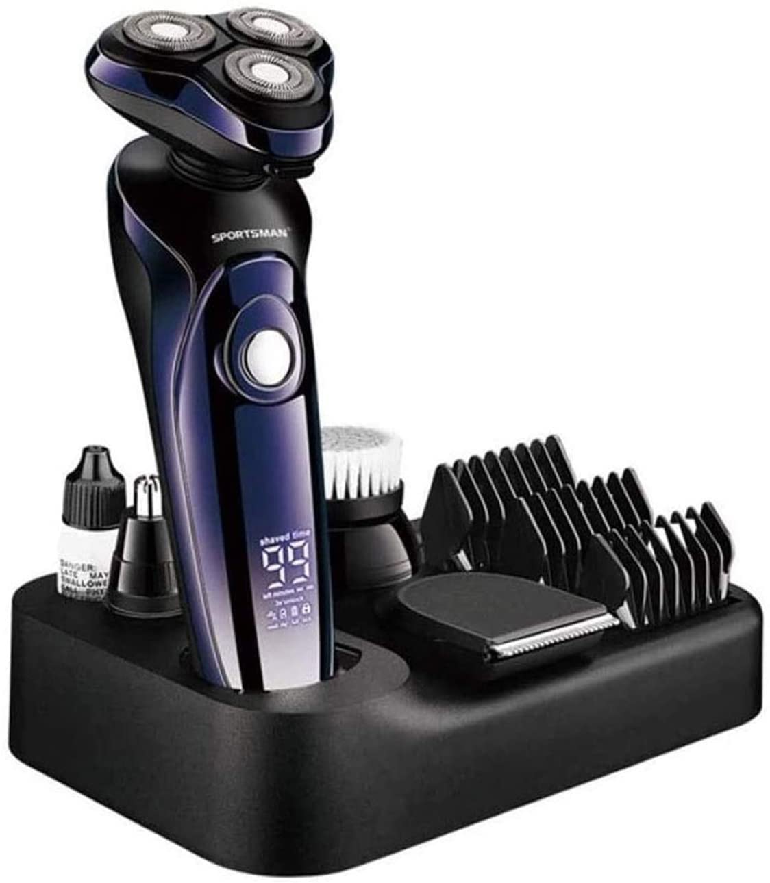 5-in-1 Electric Razor for Men - Rotary Shaver, Beard Trimmer, Nose Hair Trimmer, Wet & Dry Shaving - Perfect Gift for Dad, Husband & Boyfriend - Ideal for Travel, Home & Gym Use