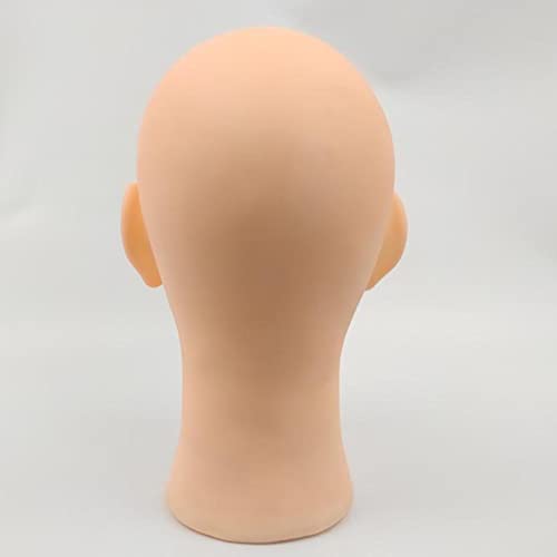 Bald Mannequin Head for Men - Skin Tone Display Stand with Glasses & Headset - Perfect for Barber Shops, Wig Styling, and Retail Displays