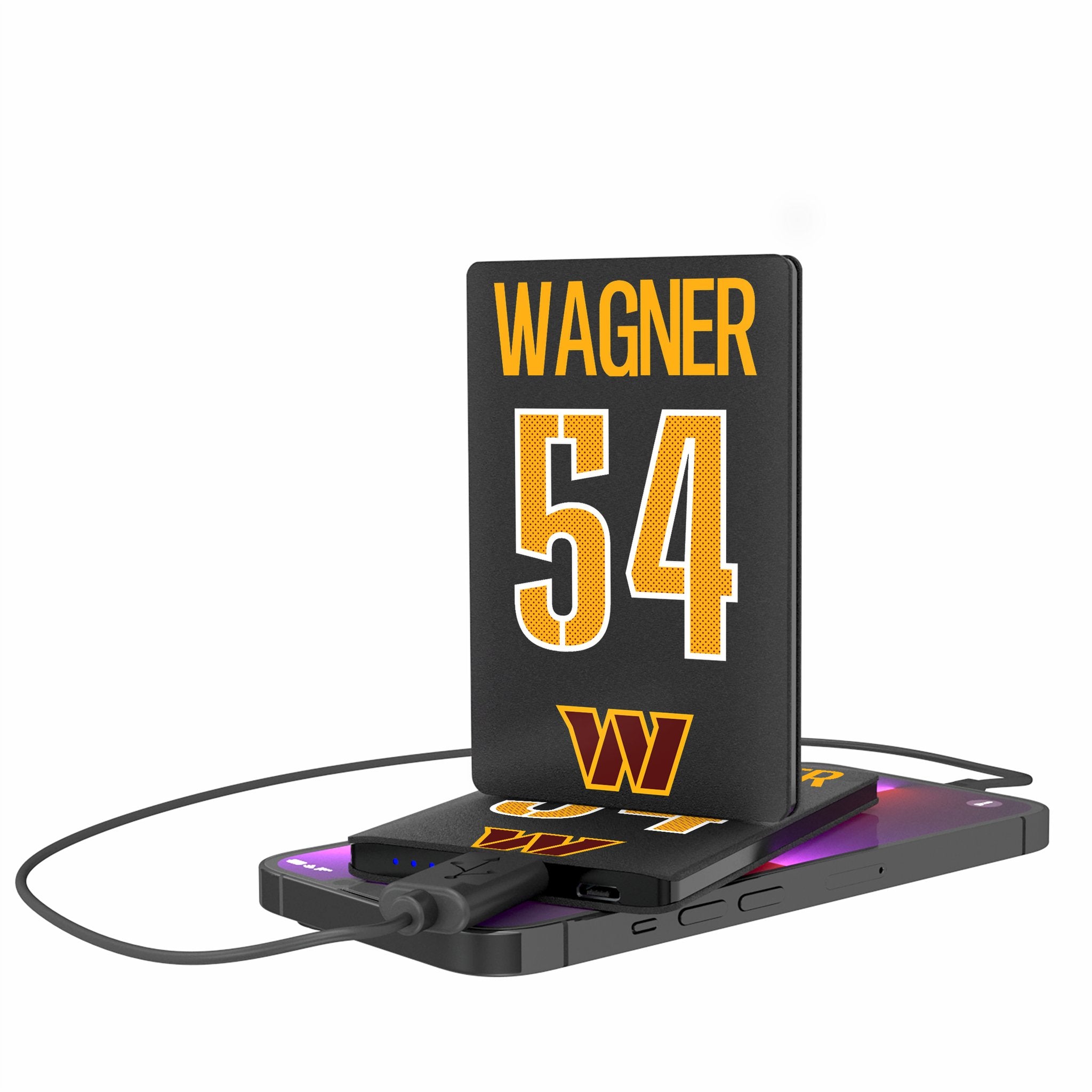 Bobby Wagner Washington Commanders 54 2500mAh Portable Credit Card Power Bank - Slim Charger for Travel, Business & Emergency Use