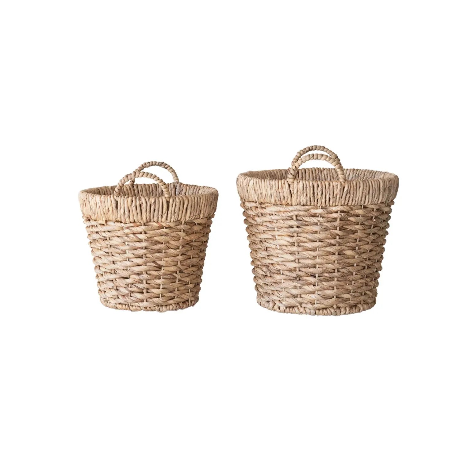 Hand Woven Water Hyacinth Basket Set - Natural Eco-Friendly Storage Baskets for Home Organization, Laundry, or Picnic - Perfect for Living Room, Bedroom, and Bathroom Decor