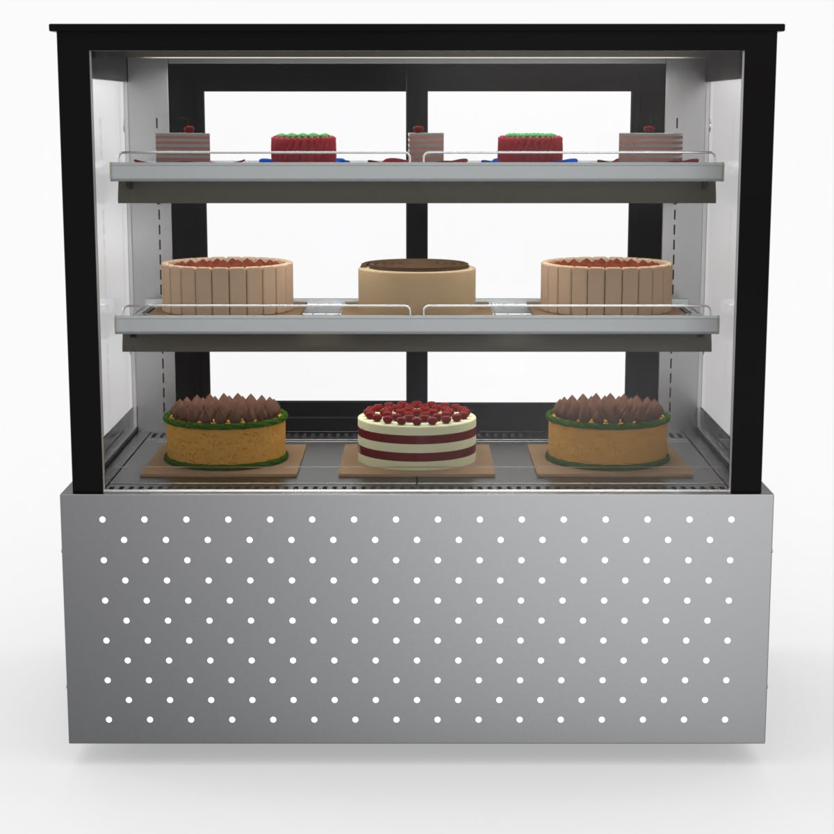 Bonvue SG120FA Commercial Refrigerated Display Case - Dual Glass Door Merchandiser for Deli, Bakery & Grocery - Perfect for Supermarkets, Convenience Stores & Cafes