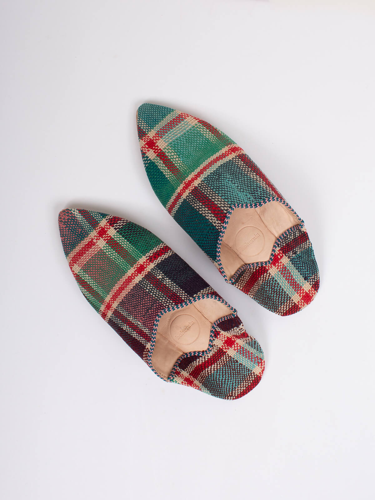 Authentic Moroccan Boujad Pointed Babouche Slippers - Handmade Leather Ourika Check Design | Comfortable House Shoes for Women & Men | Perfect for Home, Lounge & Cultural Events