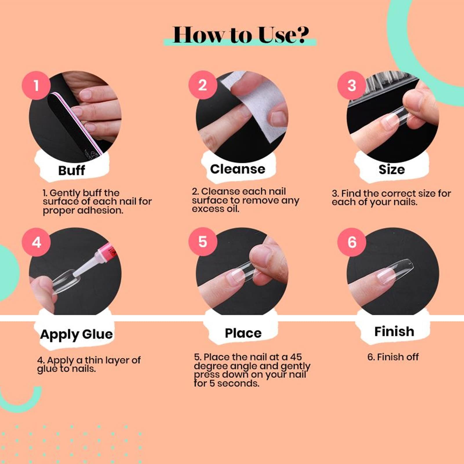 504PCS Clear Acrylic False Nails Kit - Long Coffin French Style Fake Nails with 12 Sizes, Nail File & Clipper - Half & Full Cover Press On Nails for Women | Perfect for Parties, Weddings & Daily Wear