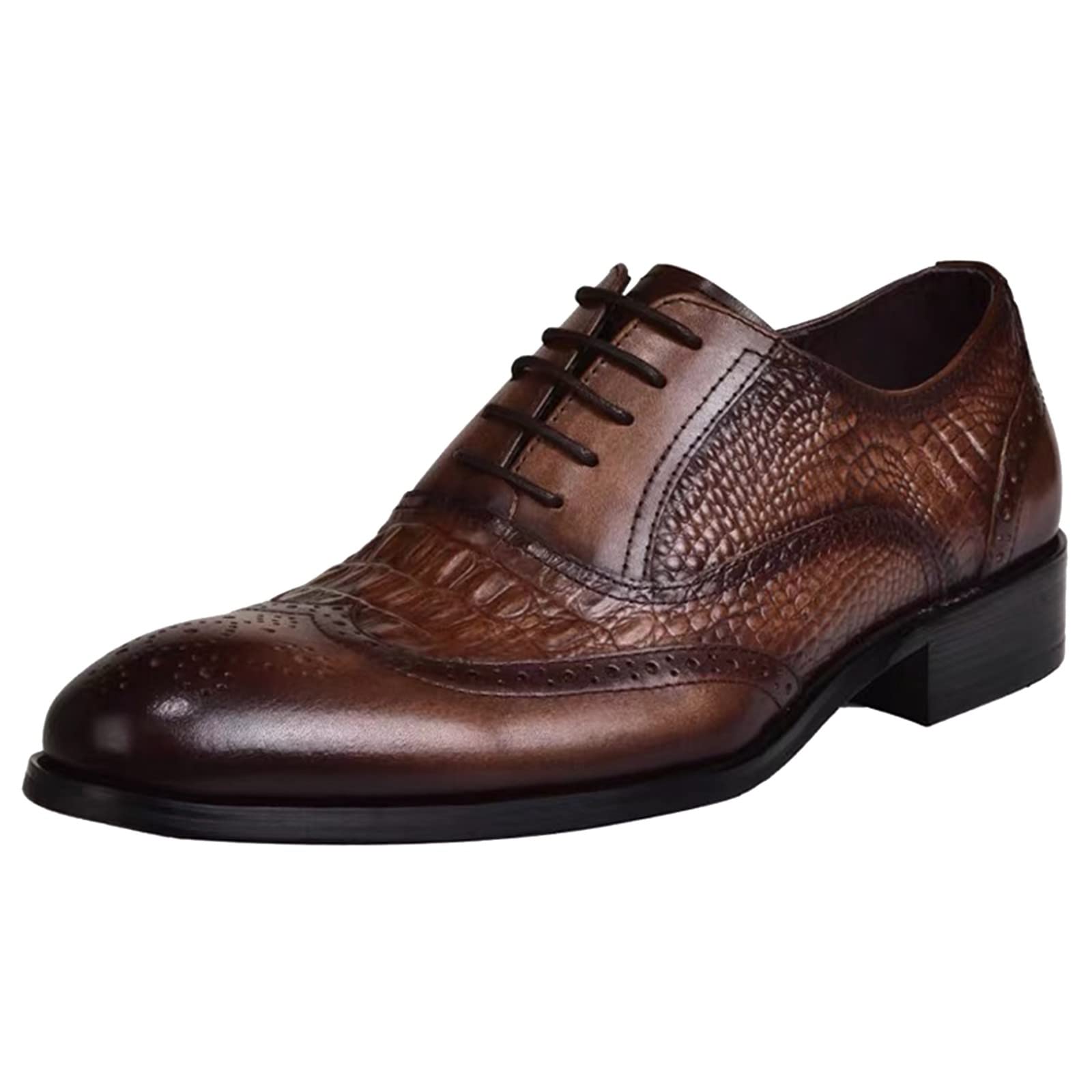 Classic Black Leather Oxford Shoes for Men - Breathable Comfortable Ripple Design Fashion Style | Perfect for Business, Office, and Formal Occasions