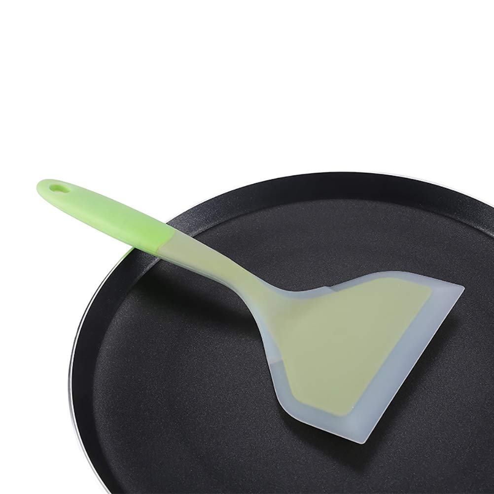 10-Inch Silicone Omelette Spatula - Durable, Heat-Resistant & Nonstick Pancake Turner for Eggs, Crepes, Brownies, Fish, Pizza - Perfect for Breakfast Cooking & Baking (Green)